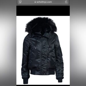 Schott NYC Women's Flight Nylon N-2B Jacket. Size S, black